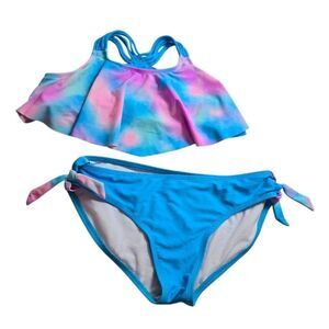 Blue/ pink swirl bikini swimsuit 16